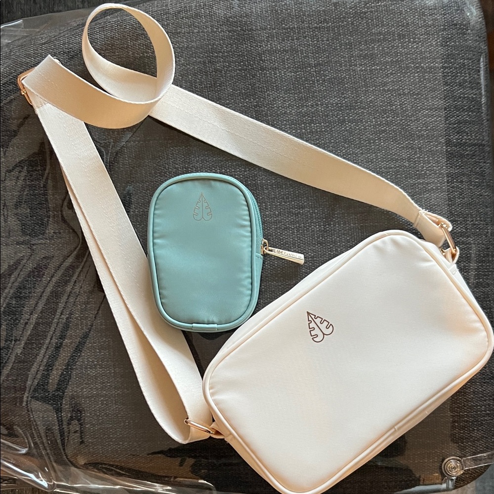NWOT Biossance crossbody and small pouch